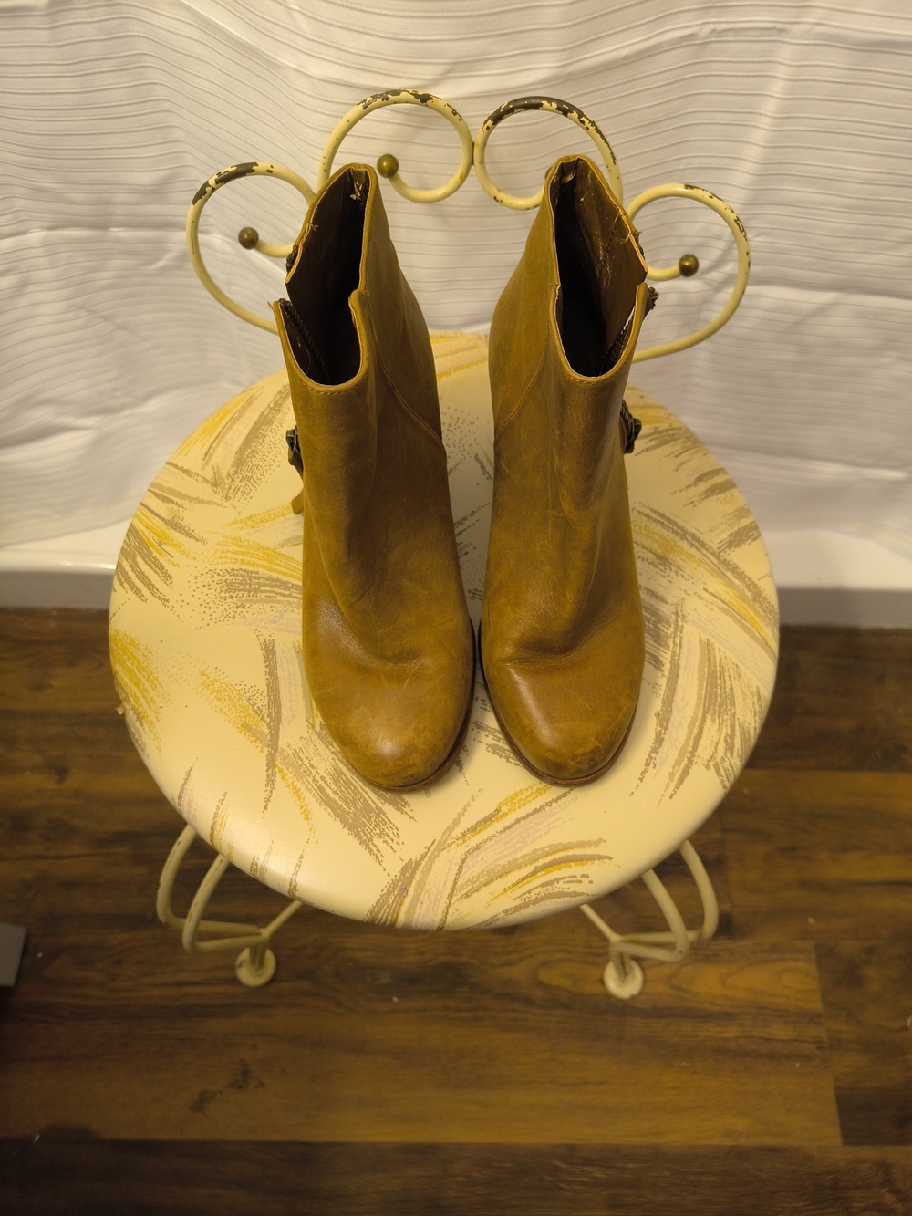 Gianni Bini Mustard Brown Leather Ankle Booties
